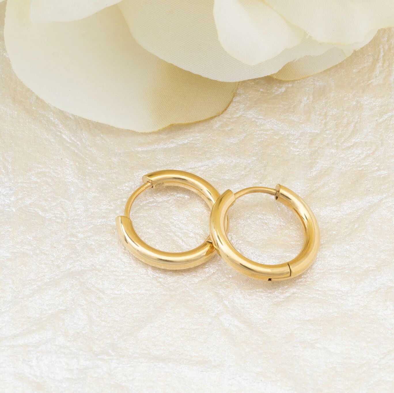 14K Gold Filled PLUS Circle Huggie Hoop Earrings