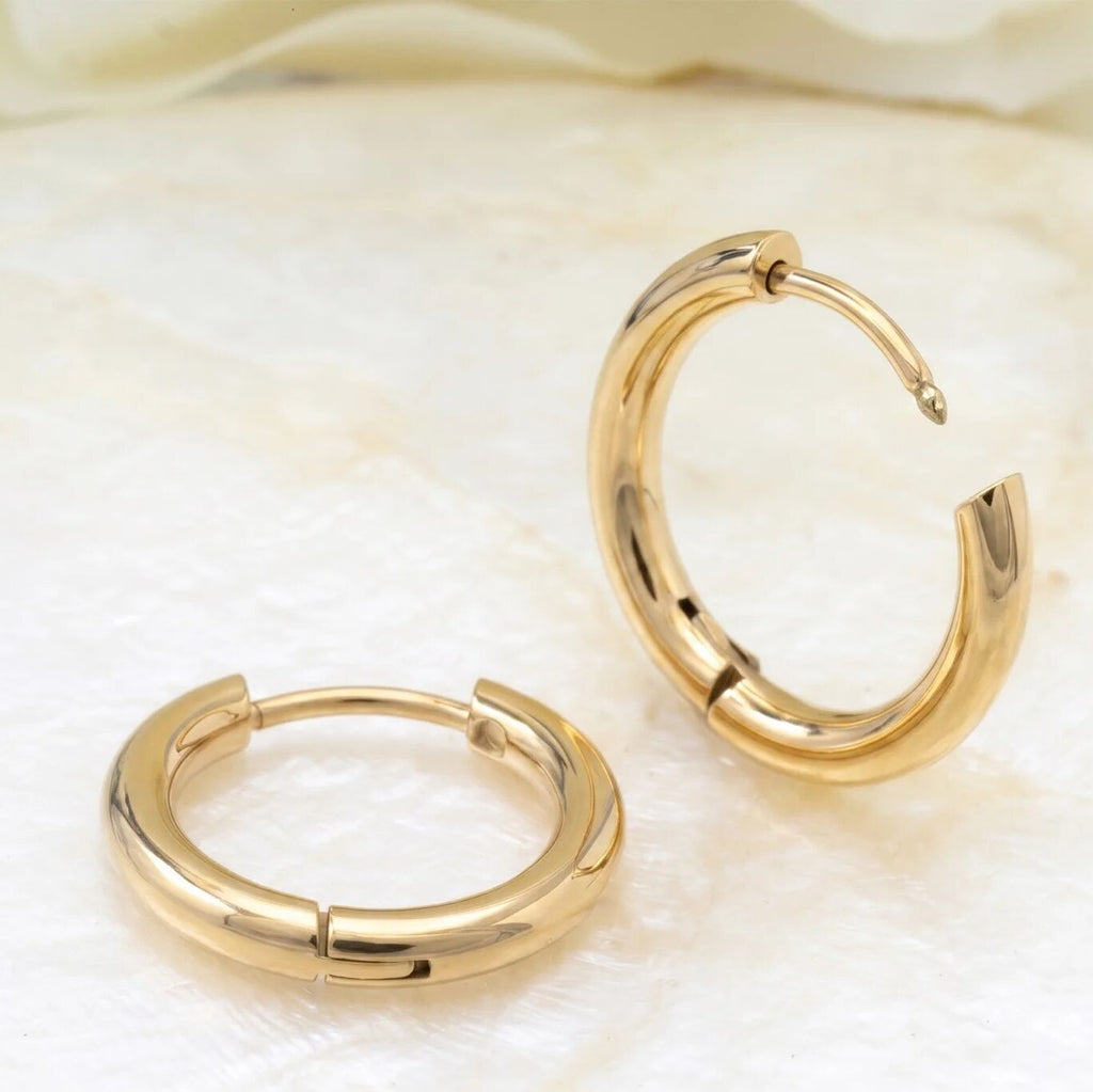 14K Gold Filled PLUS Circle Huggie Hoop Earrings