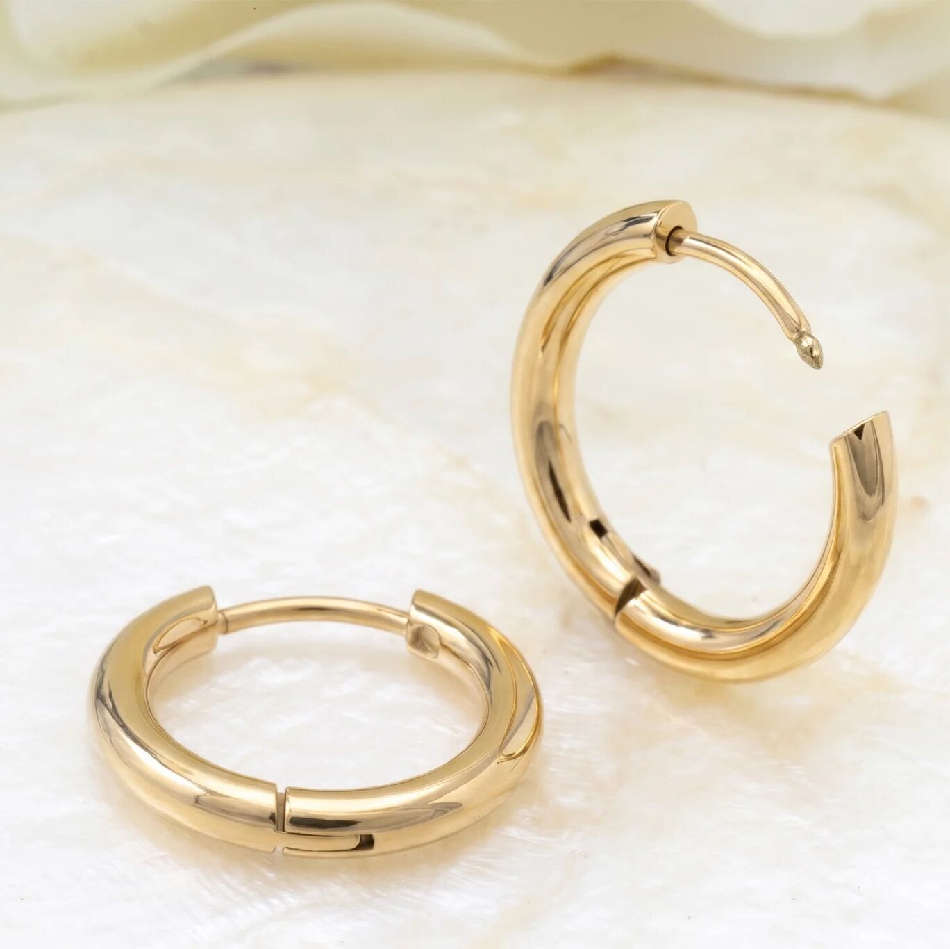 14K Gold Filled PLUS Circle Huggie Hoop Earrings