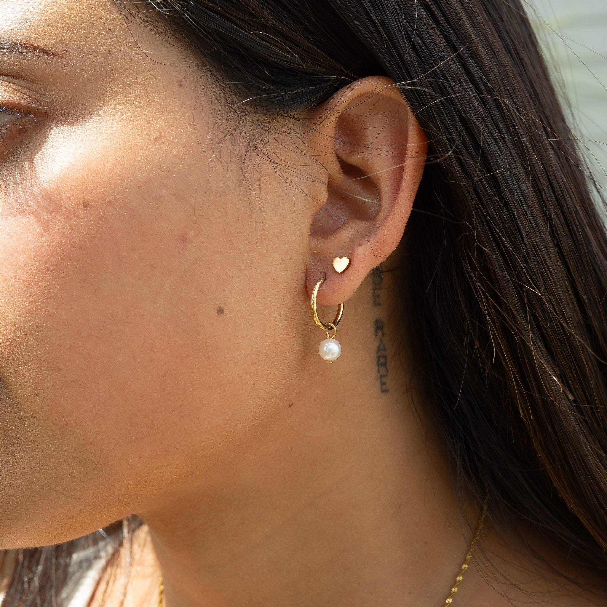 18K Gold Heart Earrings – Hypoallergenic Stainless Steel Studs | Minimalist Design