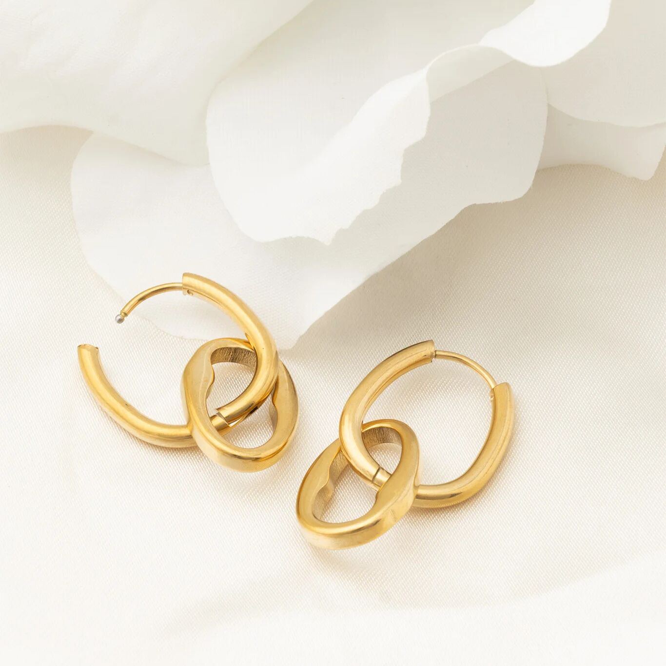 14K Gold Filled PLUS Interlocked Oval Pendant Earrings- studio 