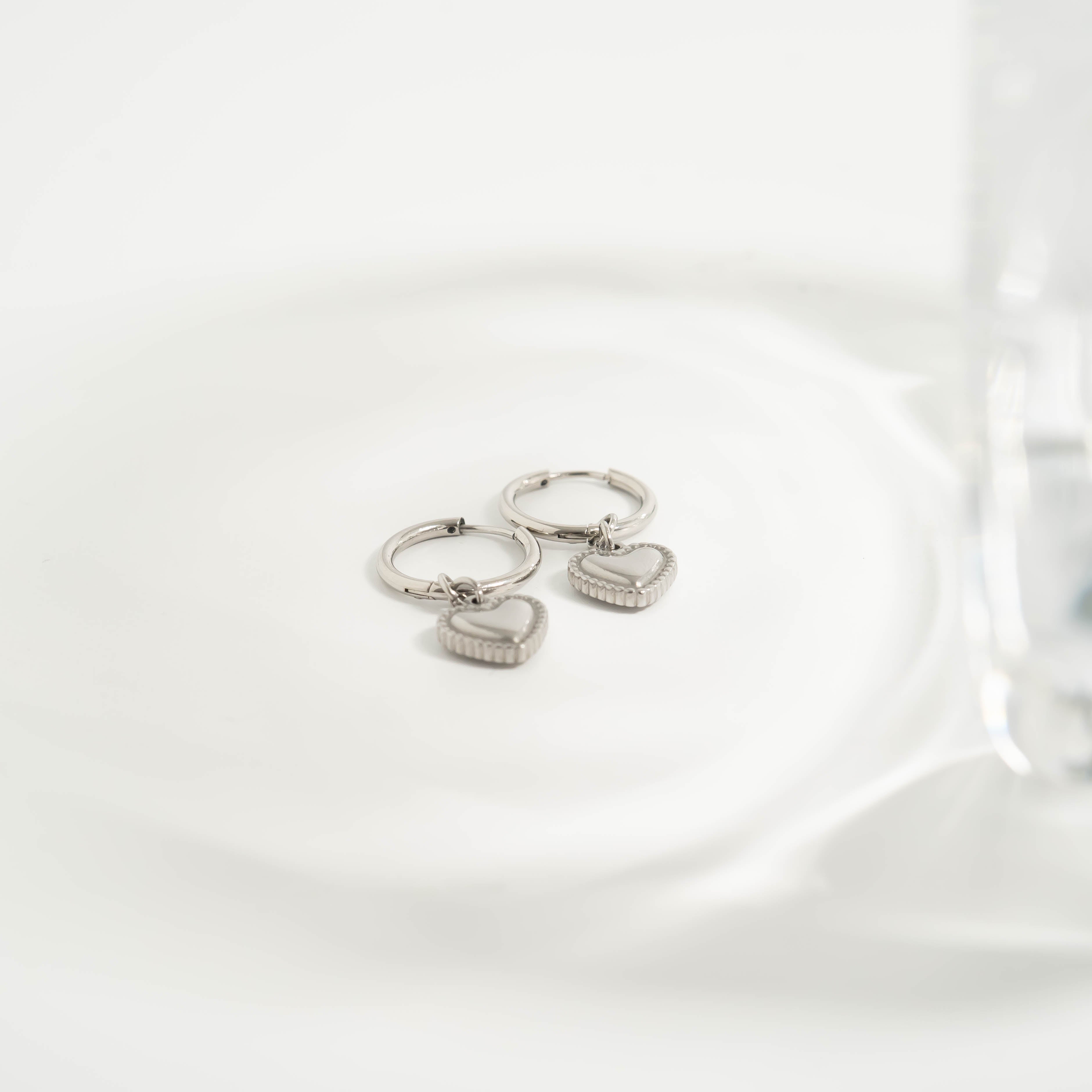 Classic Heart Huggie Charm Earrings