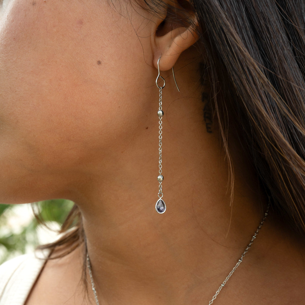 Stainless Steel Teardrop Birthstone Charm
