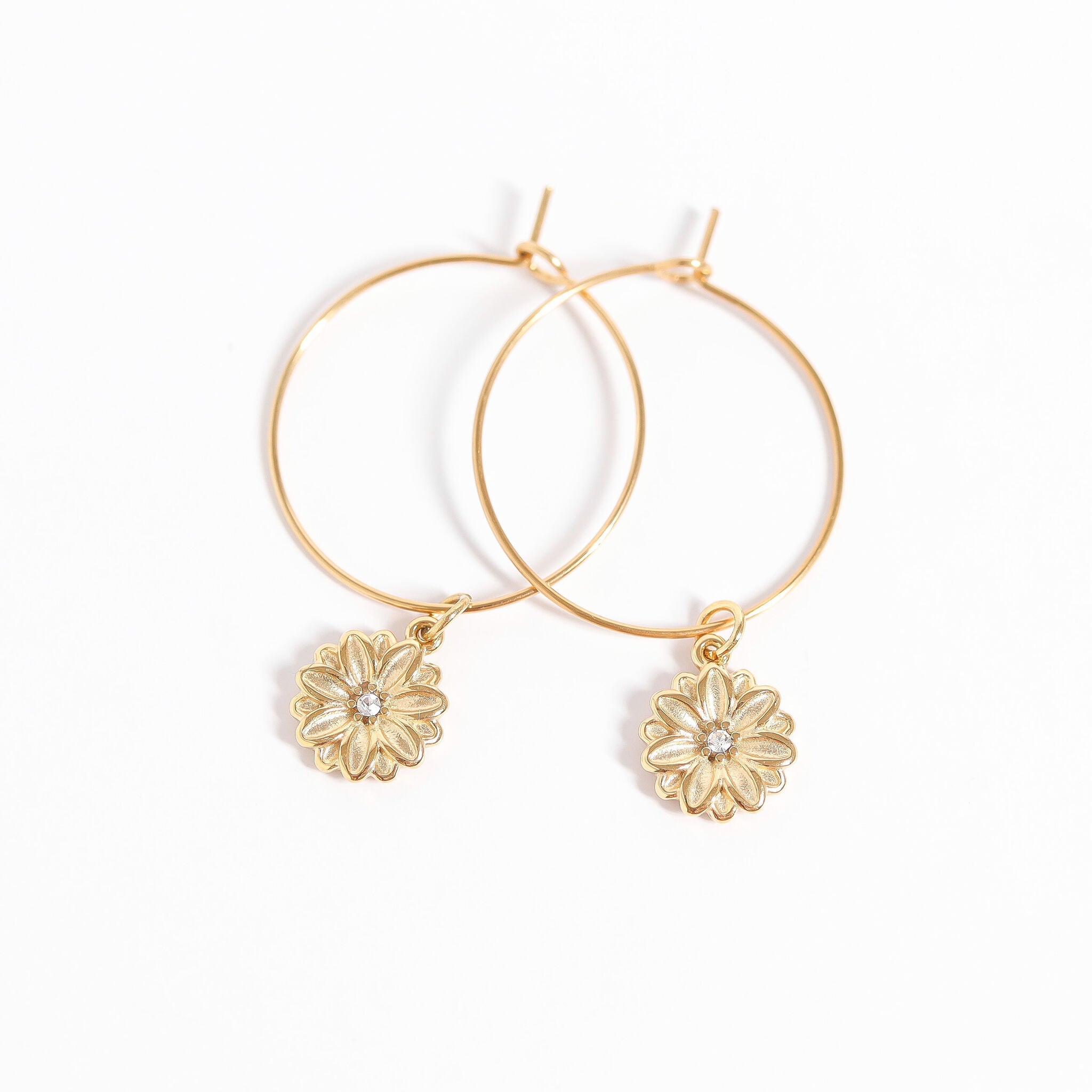 Gold Hoop Earrings – Lightweight 18K Gold Wire Hoops | Hypoallergenic Stainless Steel