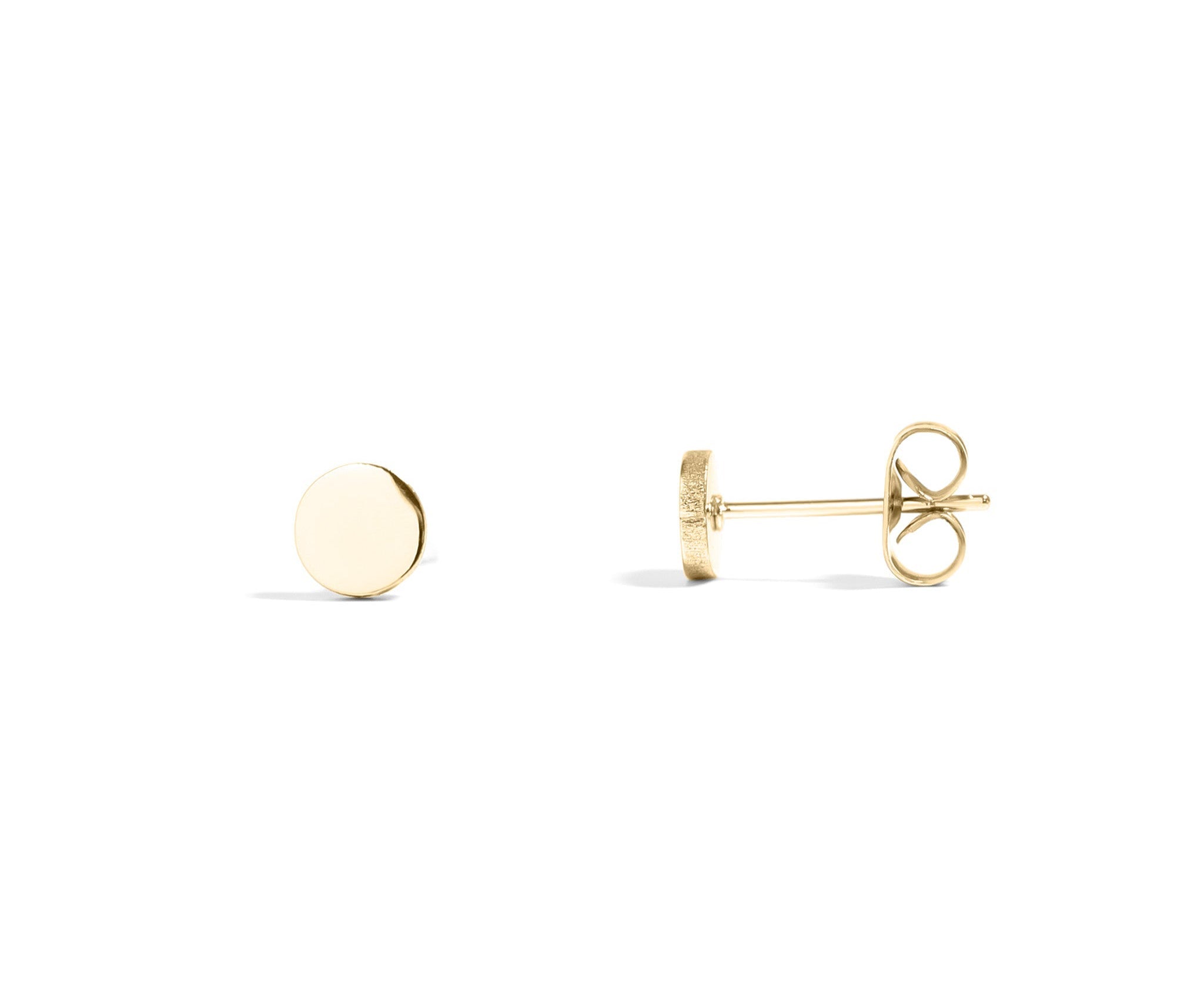 18K Gold Stud Earrings – Classic Round Stainless Steel Minimalist Design