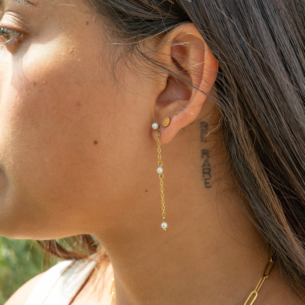 18K Gold Stud Earrings – Classic Round Stainless Steel Minimalist Design