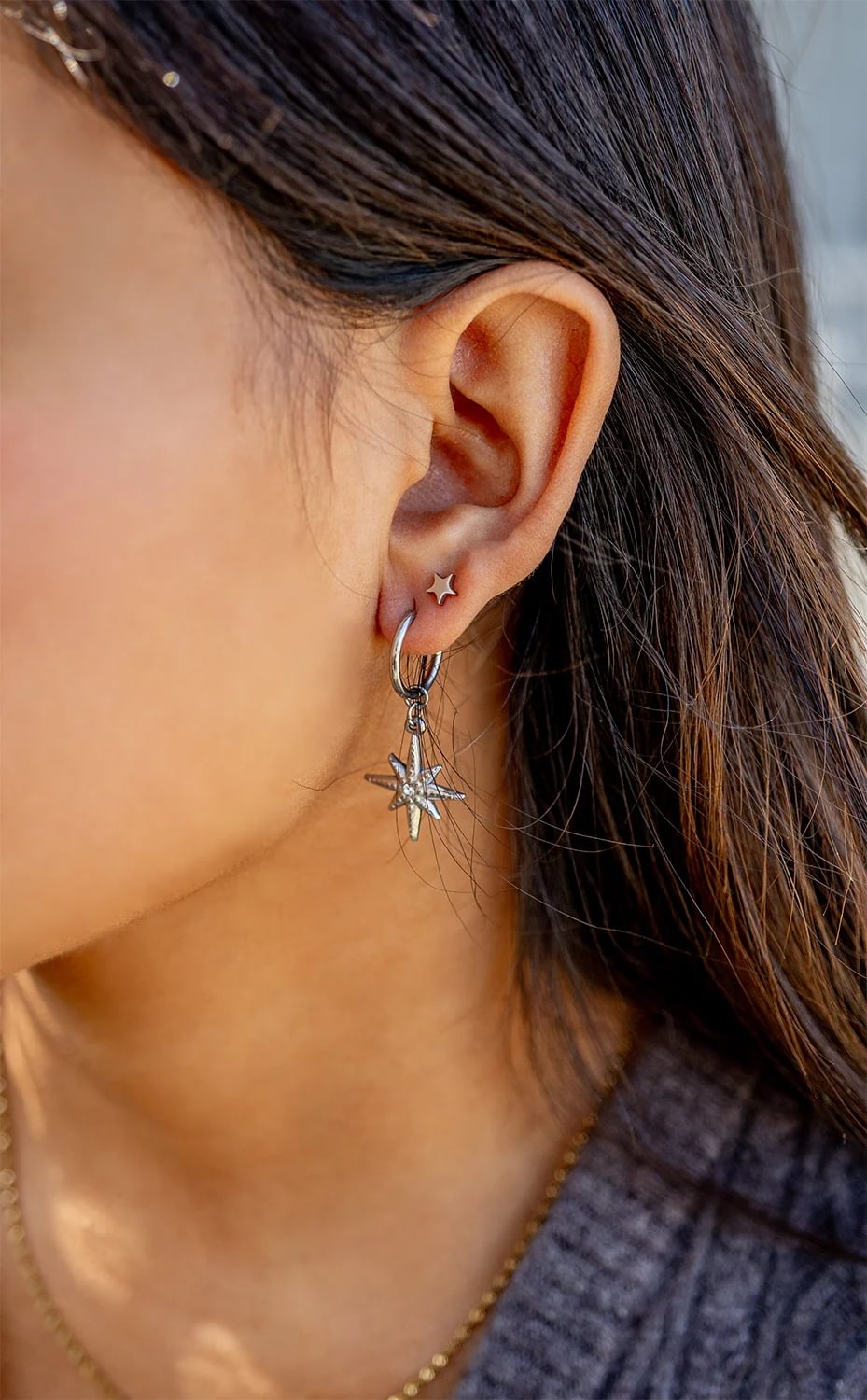 18K Gold Star Earrings – Stainless Steel Studs | Hypoallergenic Non Tarnish Jewelry