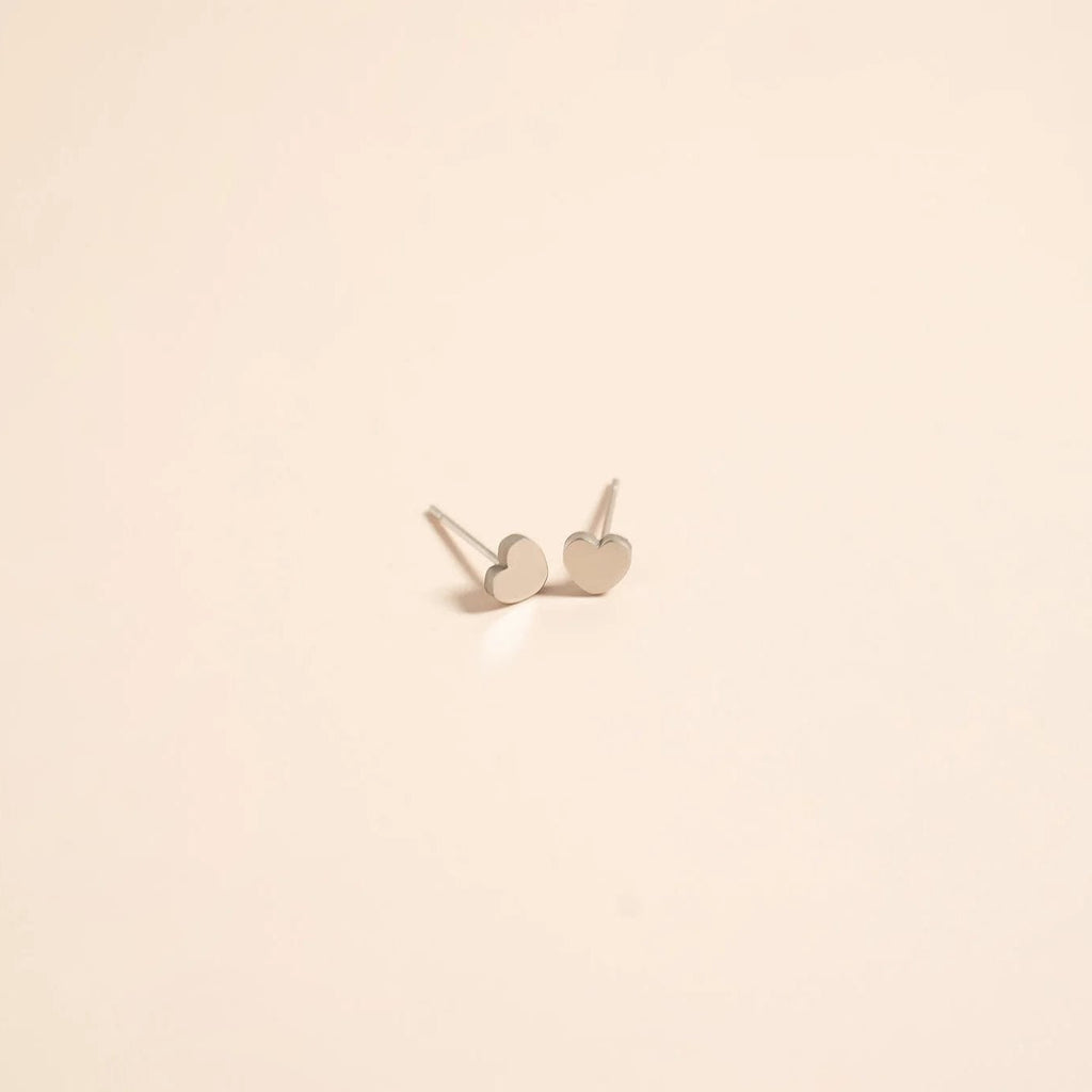 18K Gold Heart Earrings – Hypoallergenic Stainless Steel Studs | Minimalist Design