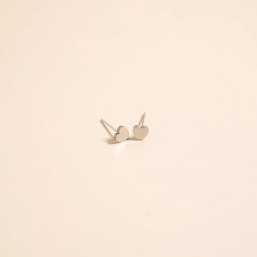 18K Gold Heart Earrings – Hypoallergenic Stainless Steel Studs | Minimalist Design