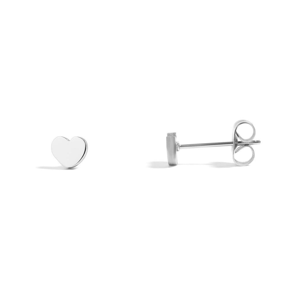 18K Gold Heart Earrings – Hypoallergenic Stainless Steel Studs | Minimalist Design