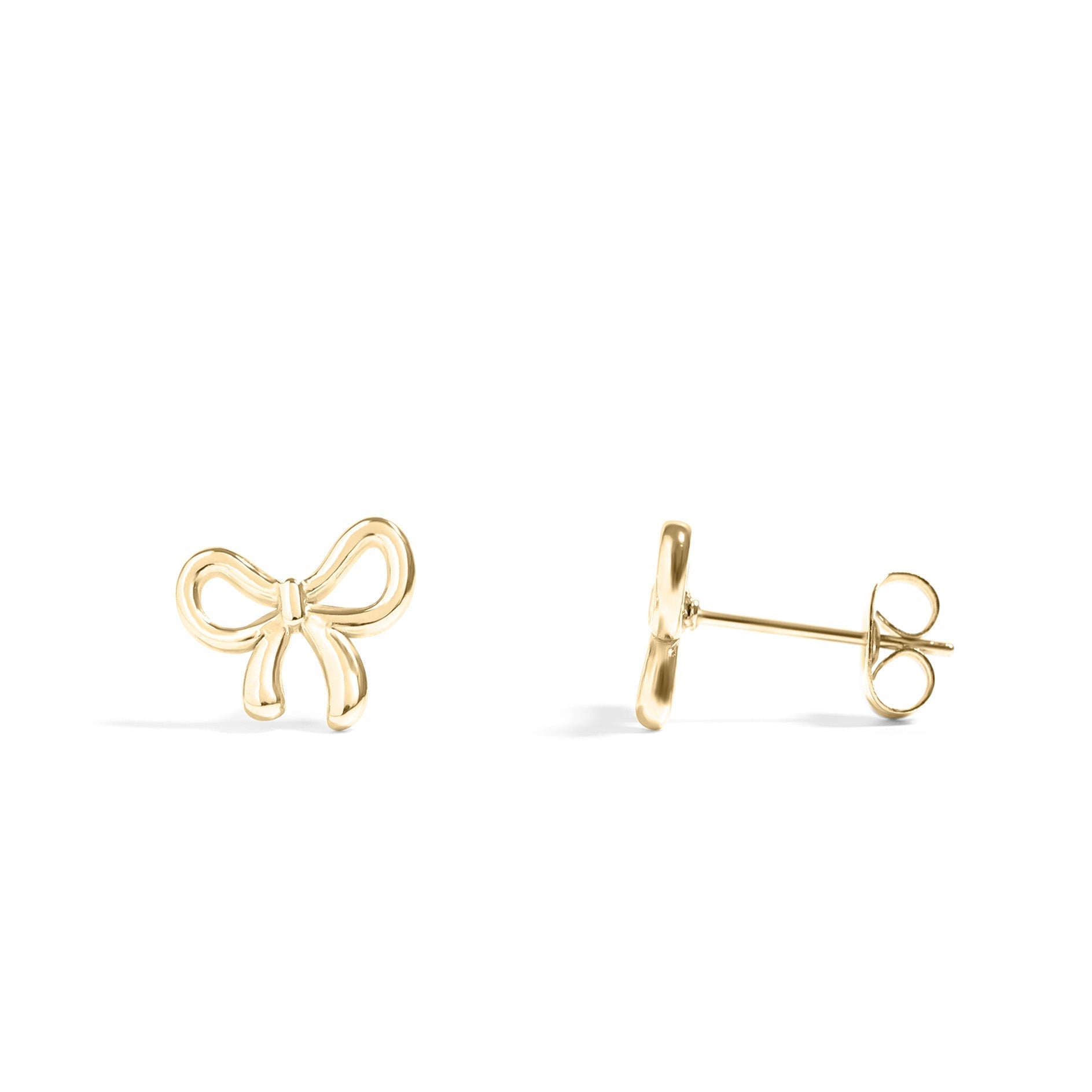 Gold Bow Stud Earrings – 18K Gold PVD Stainless Steel | Hypoallergenic Lightweight Studs