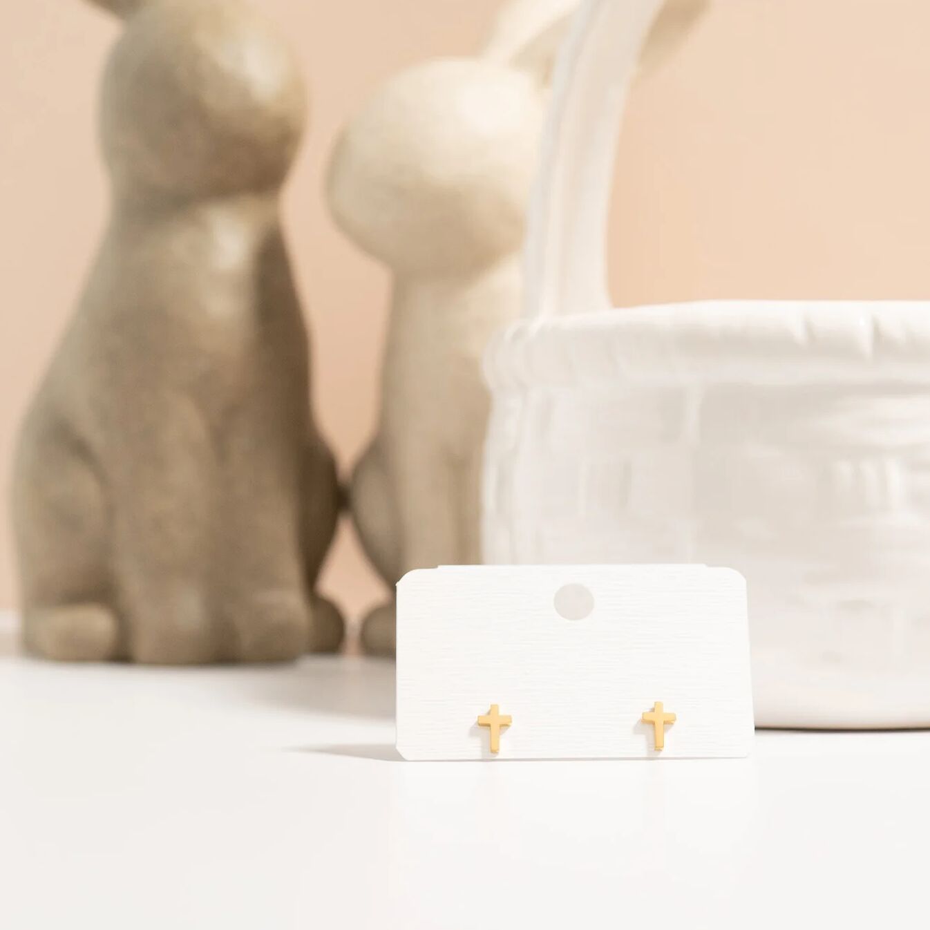 Gold Cross Earrings – 18K Gold Studs | Hypoallergenic Stainless Steel Jewelry