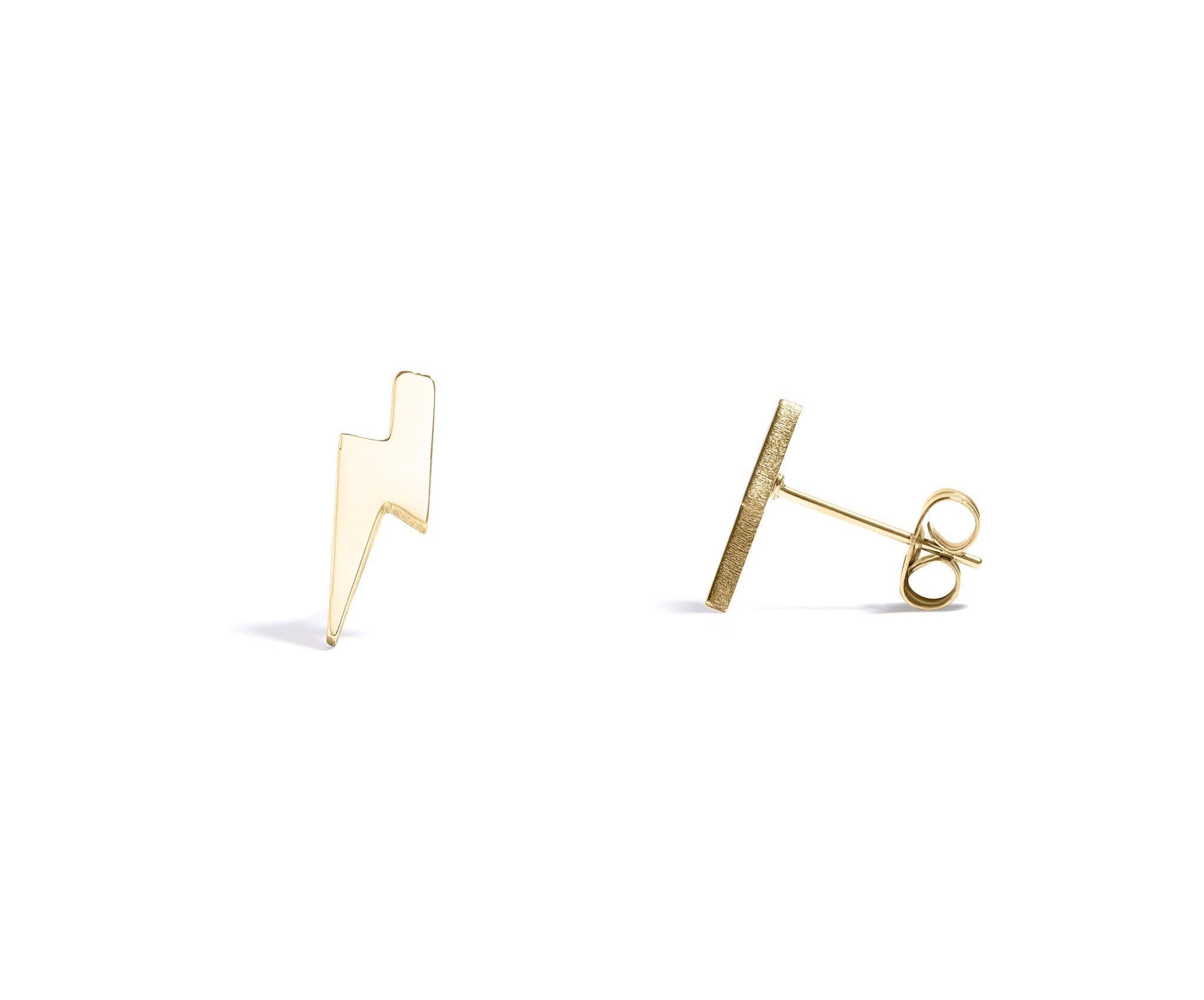 Gold Lightning Bolt Earrings – 18K Gold Studs | Hypoallergenic Stainless Steel Jewelry