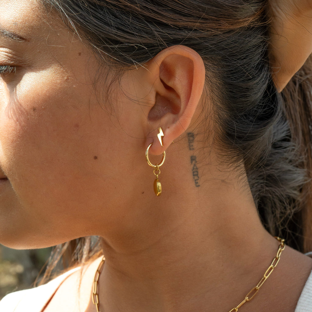 Gold Lightning Bolt Earrings – 18K Gold Studs | Hypoallergenic Stainless Steel Jewelry
