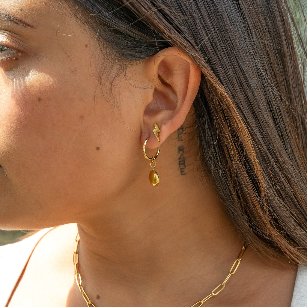 Gold Lightning Bolt Earrings – 18K Gold Studs | Hypoallergenic Stainless Steel Jewelry