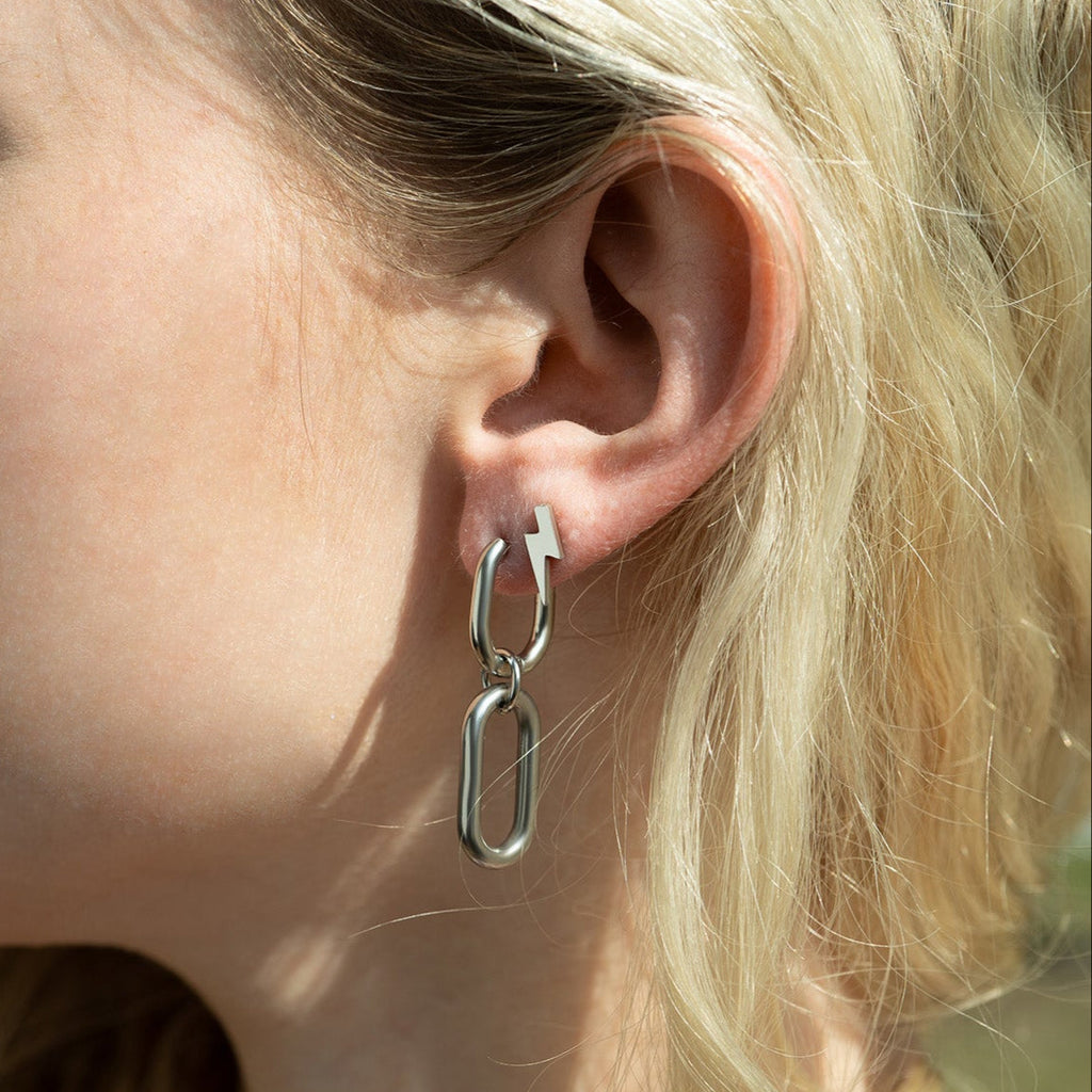 Gold Lightning Bolt Earrings – 18K Gold Studs | Hypoallergenic Stainless Steel Jewelry