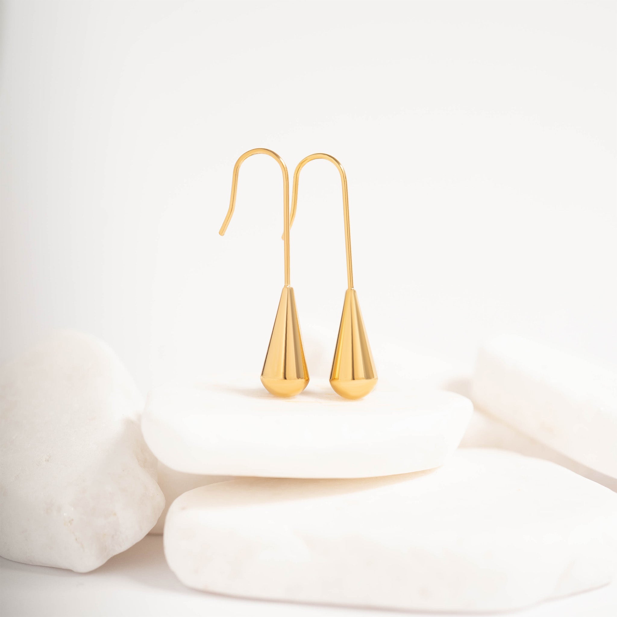 18K Gold Drop Earrings – Lightweight Stainless Steel Jewelry for Women, Hypoallergenic