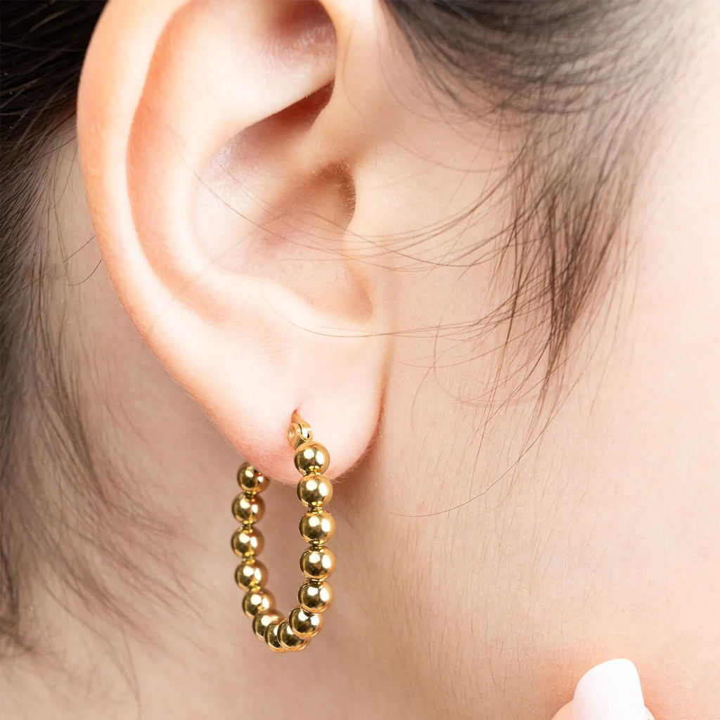 14K Gold Filled PLUS Circle Ball Hoop Earrings- model 