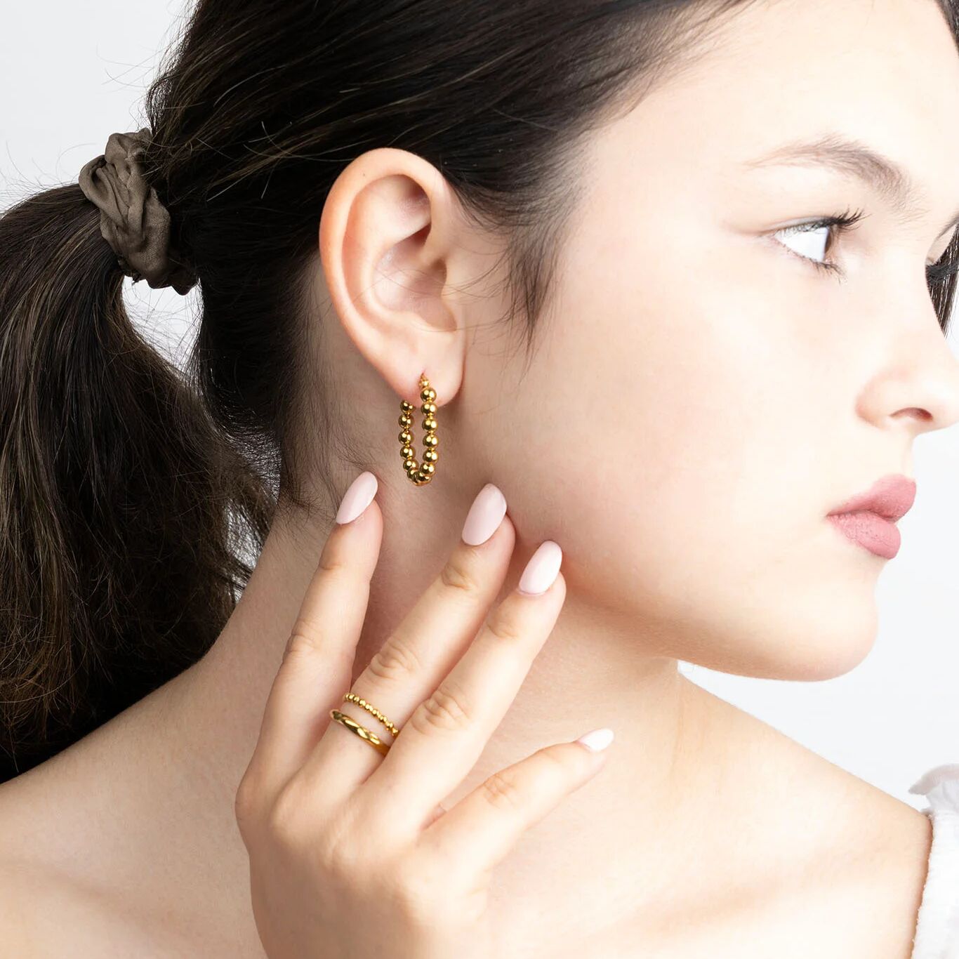 14K Gold Filled PLUS Circle Ball Hoop Earrings- model 