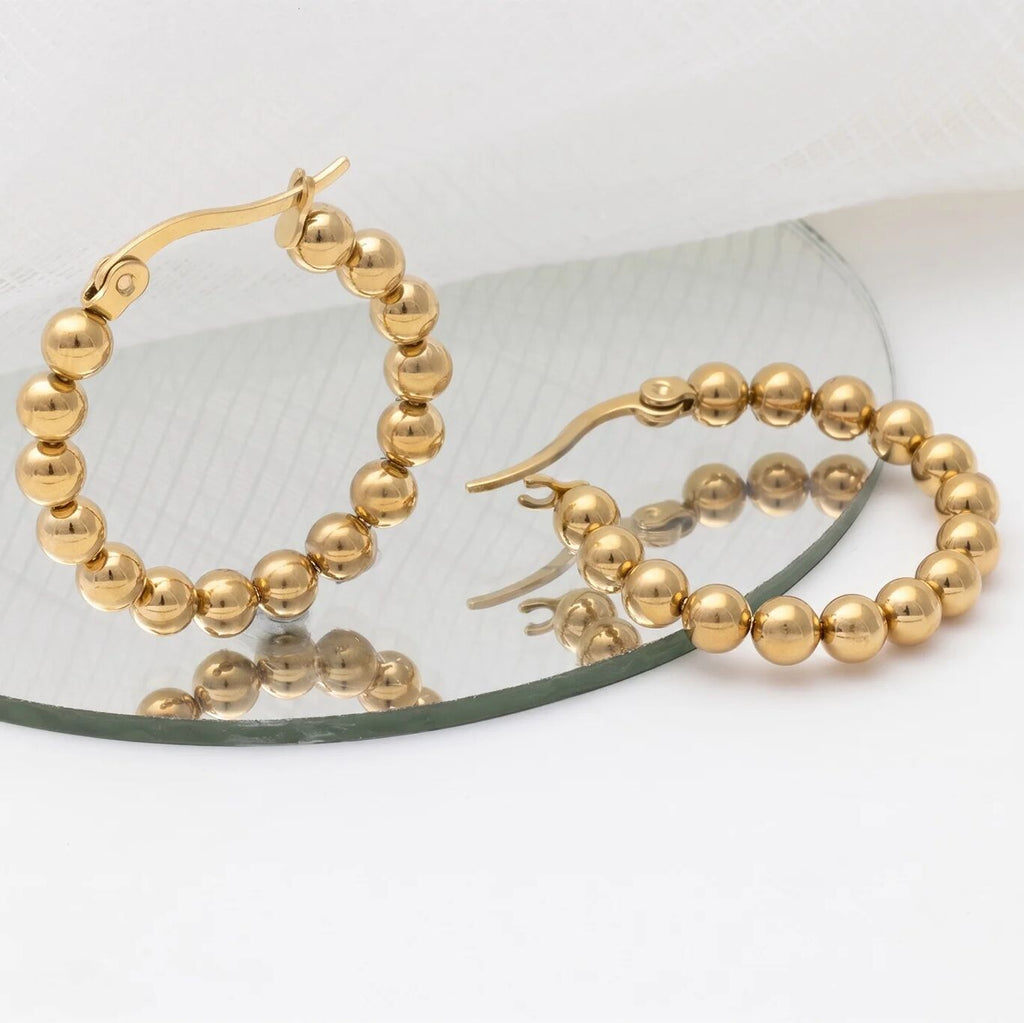 14K Gold Filled PLUS Circle Ball Hoop Earrings- studio 