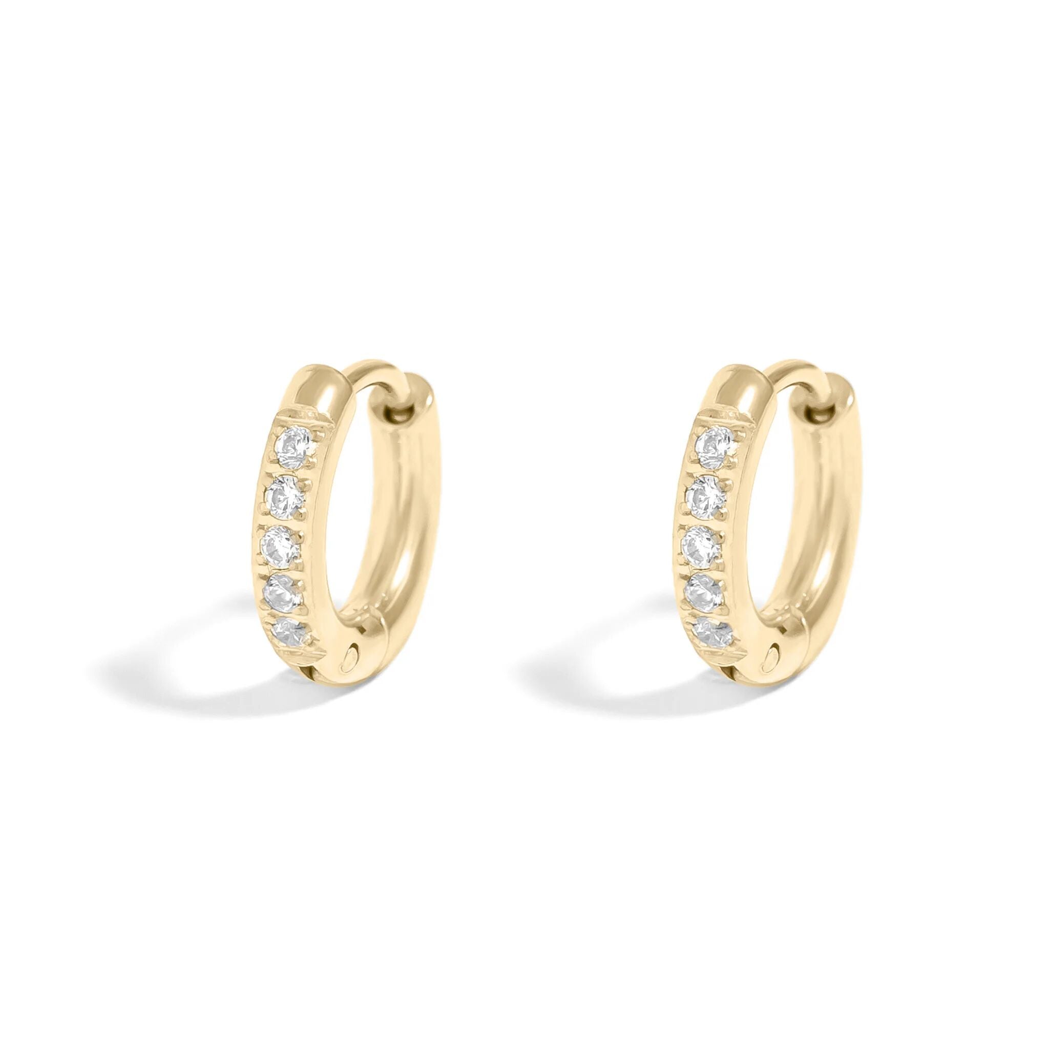 14K Gold Filled PLUS CZ Stone Huggie Earrings - main