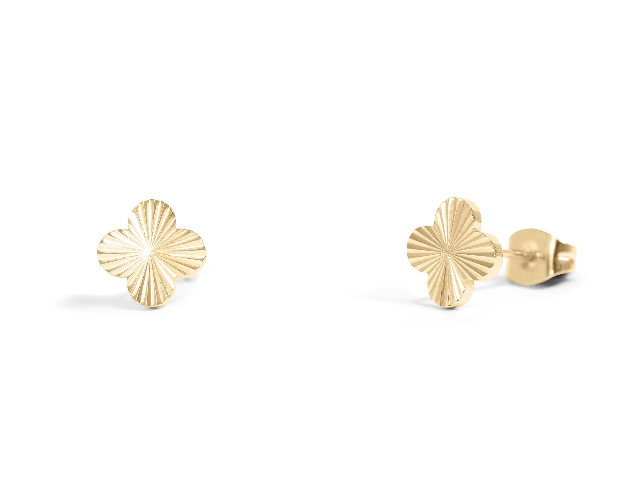 Clover Stud Earrings – 18K Gold PVD Coated Hypoallergenic Stainless Steel Jewelry