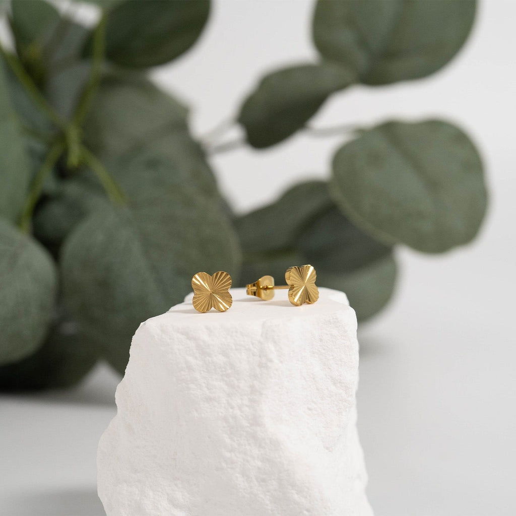 Clover Stud Earrings – 18K Gold PVD Coated Hypoallergenic Stainless Steel Jewelry