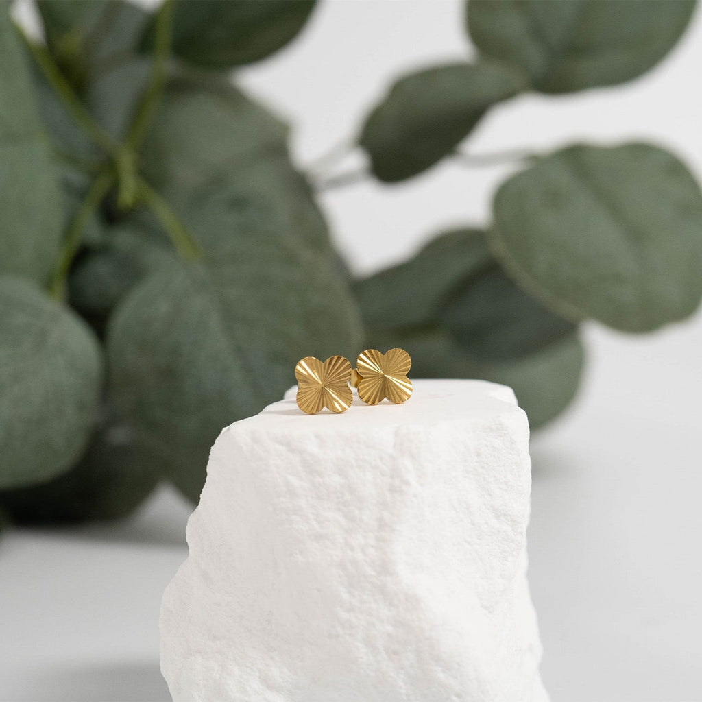 Clover Stud Earrings – 18K Gold PVD Coated Hypoallergenic Stainless Steel Jewelry