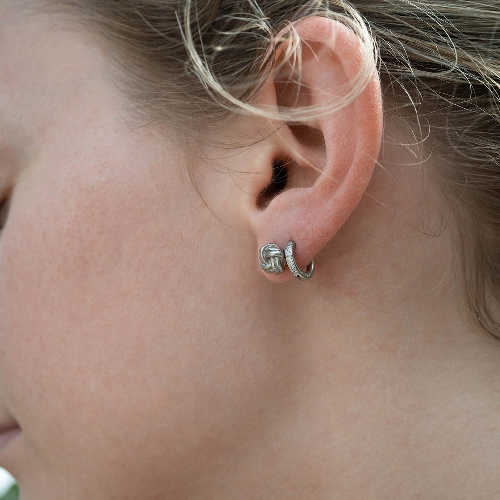 Gold Knot Earrings – 18K Gold PVD Coated Stainless Steel Studs, Hypoallergenic Jewelry