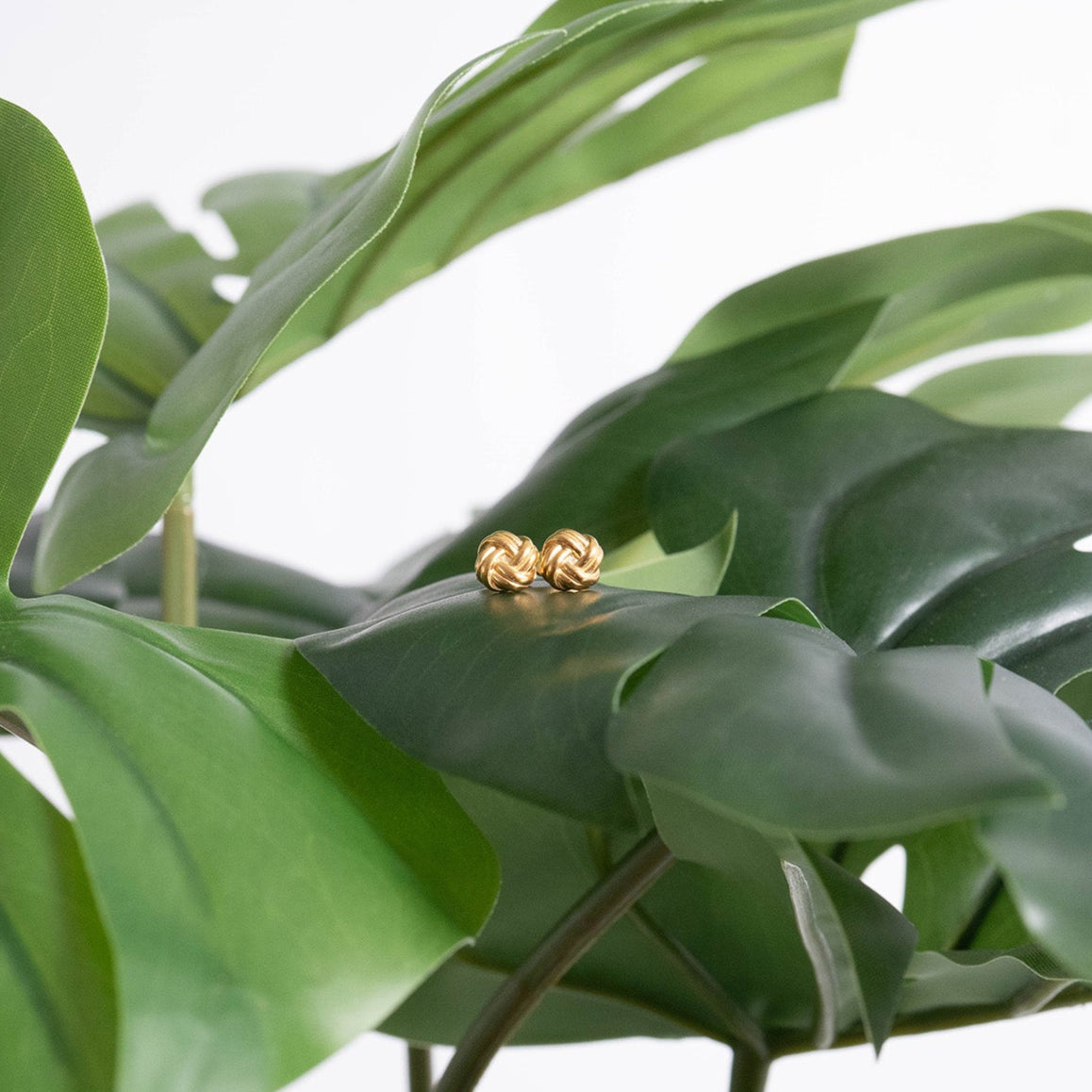 Gold Knot Earrings – 18K Gold PVD Coated Stainless Steel Studs, Hypoallergenic Jewelry