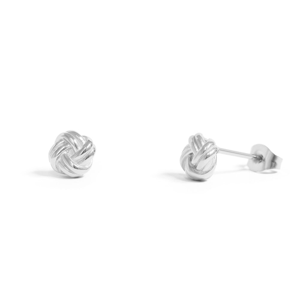 Gold Knot Earrings – 18K Gold PVD Coated Stainless Steel Studs, Hypoallergenic Jewelry
