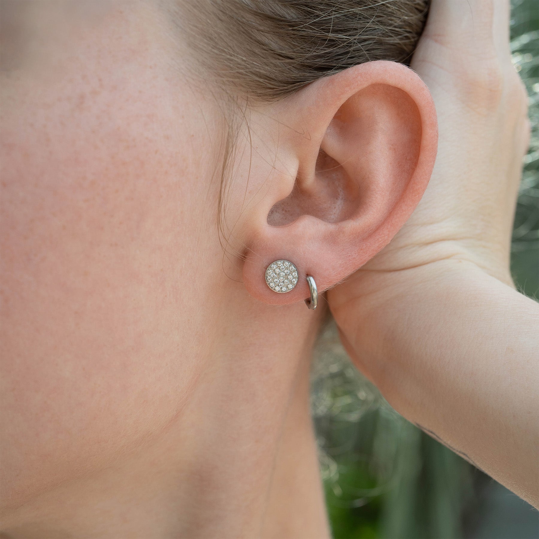 Gold Stud Earrings – 18K Gold Plating | Stainless Steel Pave Stone Studs