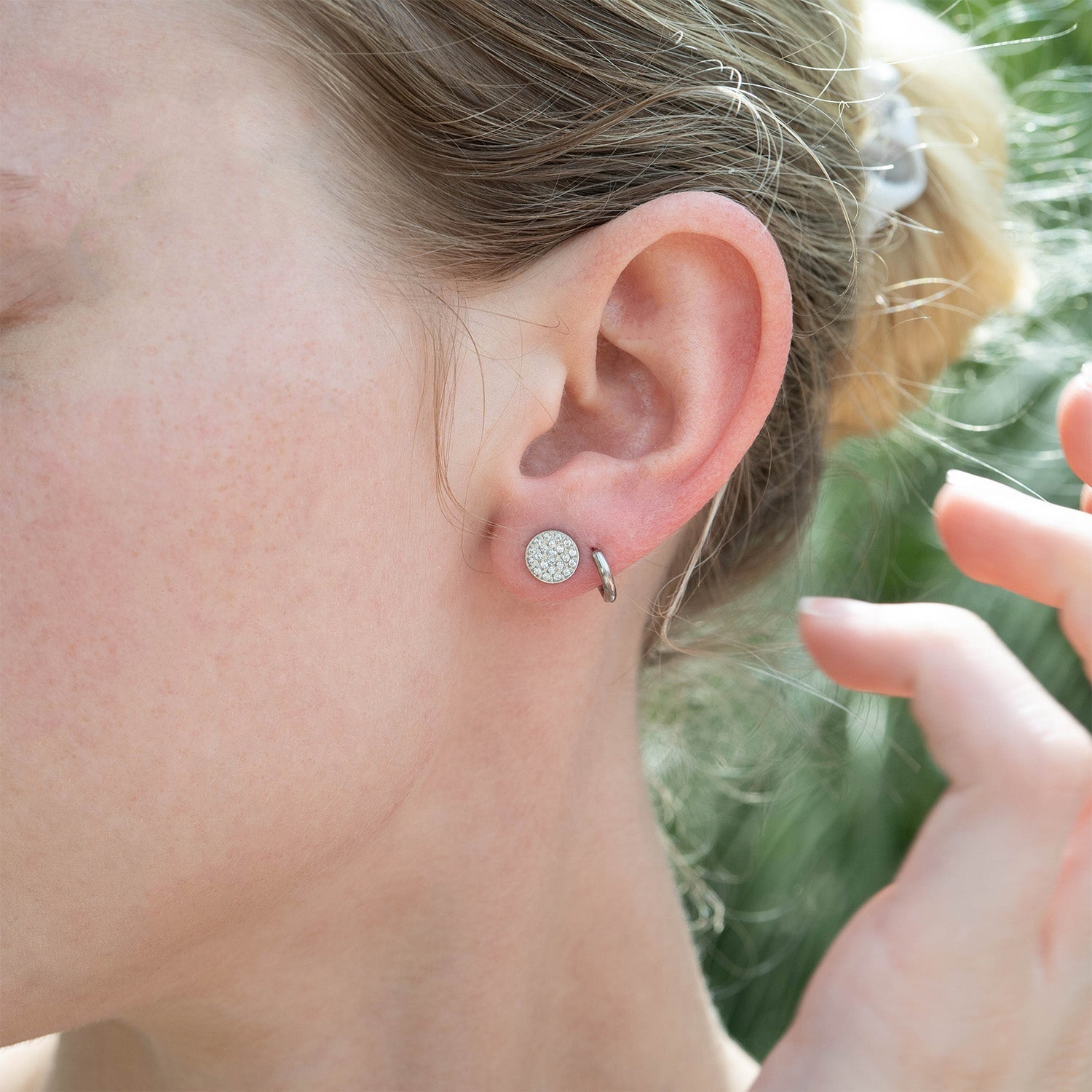 Gold Stud Earrings – 18K Gold Plating | Stainless Steel Pave Stone Studs