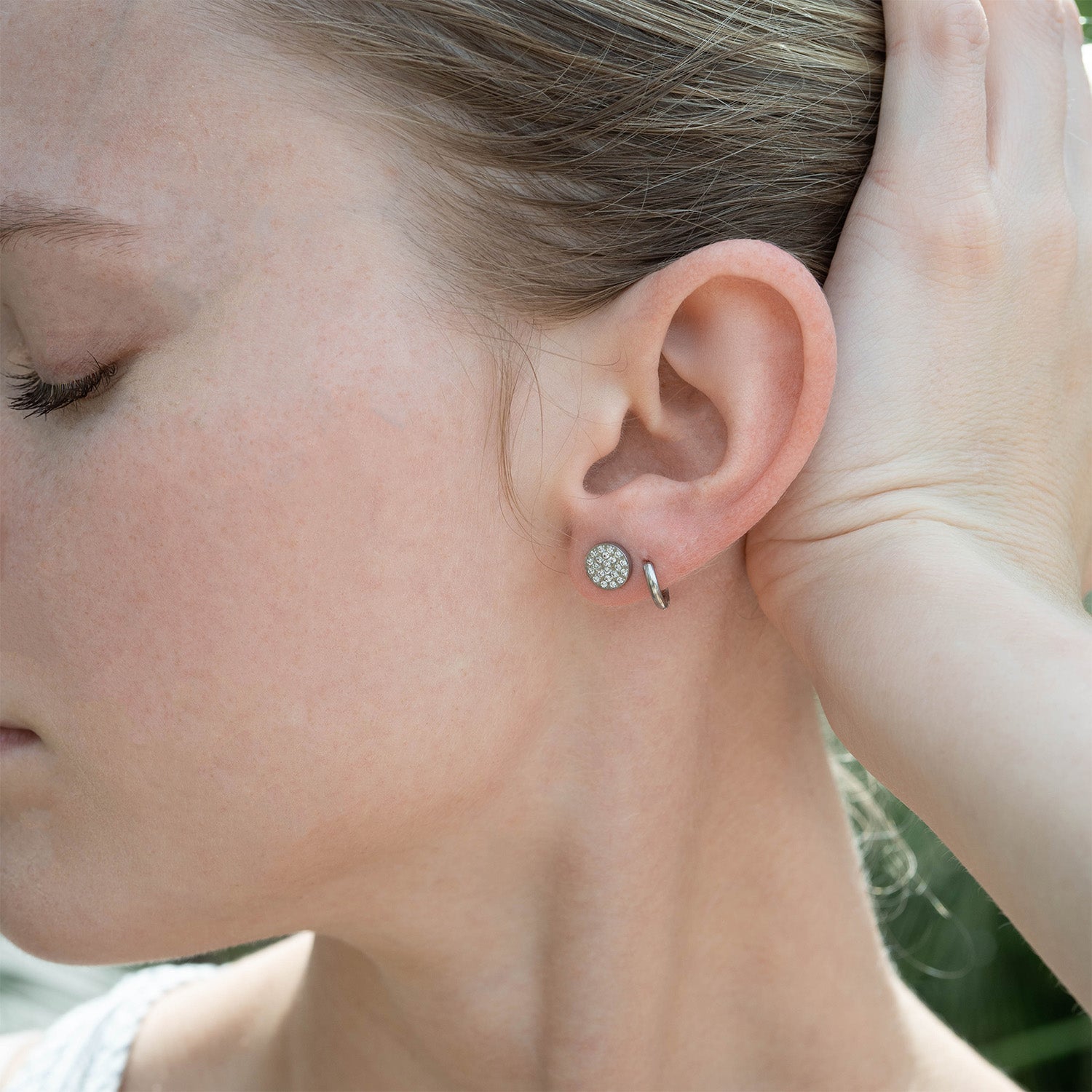 Gold Stud Earrings – 18K Gold Plating | Stainless Steel Pave Stone Studs