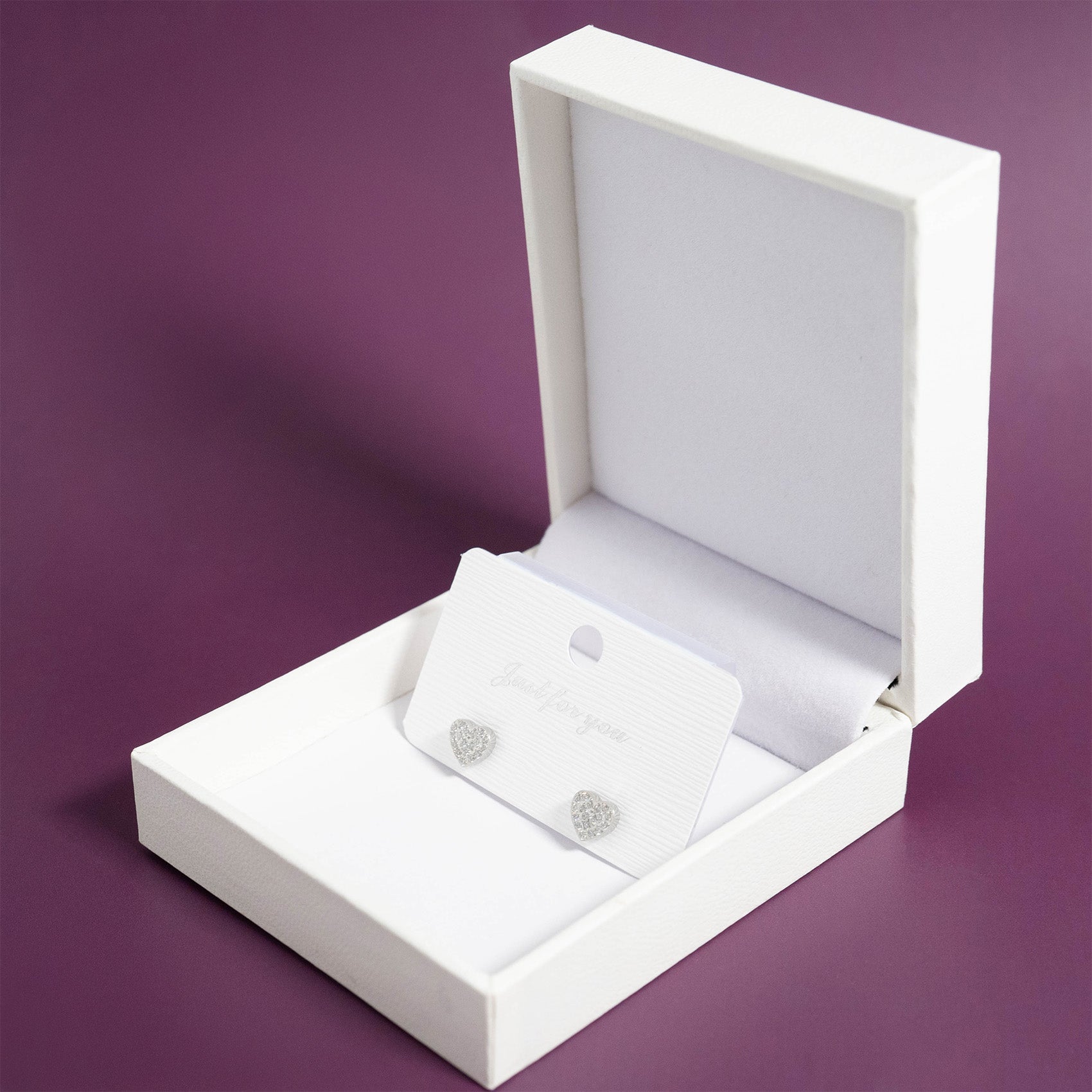 Gold Heart Stud Earrings – 18K Gold Plated Pave Stone Jewelry for Sensitive Skin