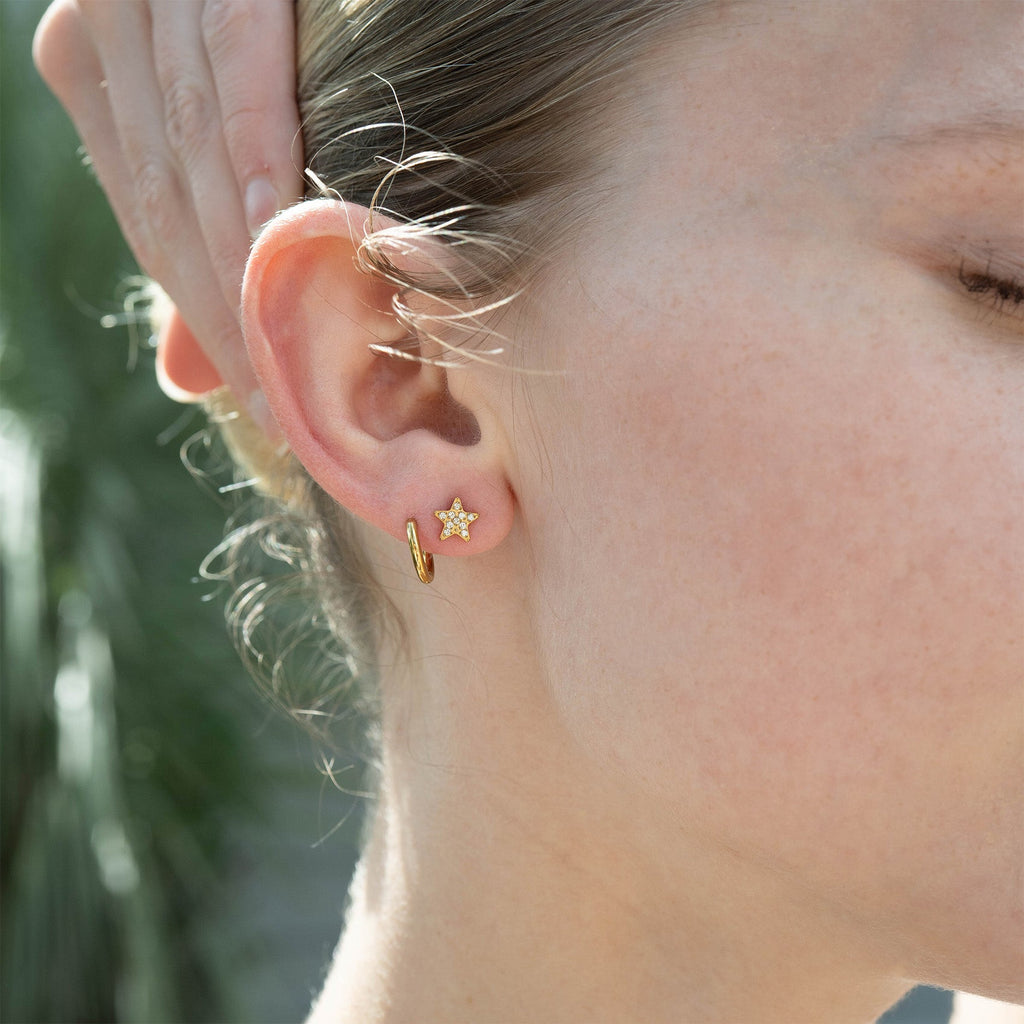 18K Gold Stud Earrings – Star Shaped Stainless Steel Hypoallergenic Jewelry