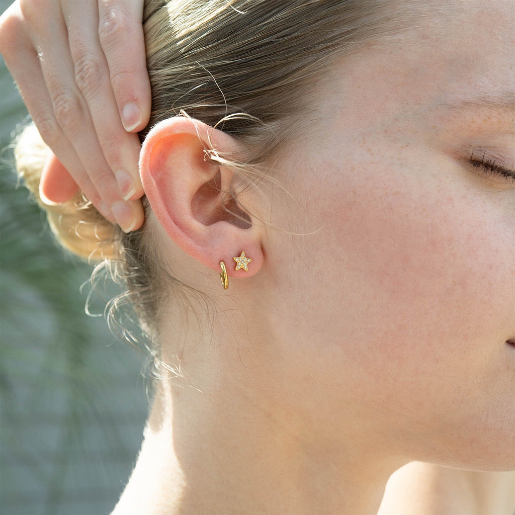 18K Gold Stud Earrings – Star Shaped Stainless Steel Hypoallergenic Jewelry