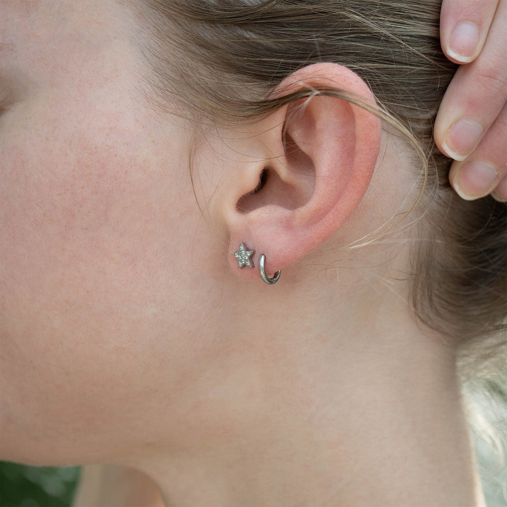 18K Gold Stud Earrings – Star Shaped Stainless Steel Hypoallergenic Jewelry