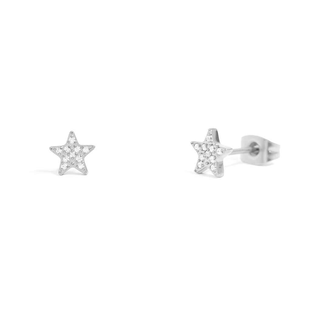 18K Gold Stud Earrings – Star Shaped Stainless Steel Hypoallergenic Jewelry