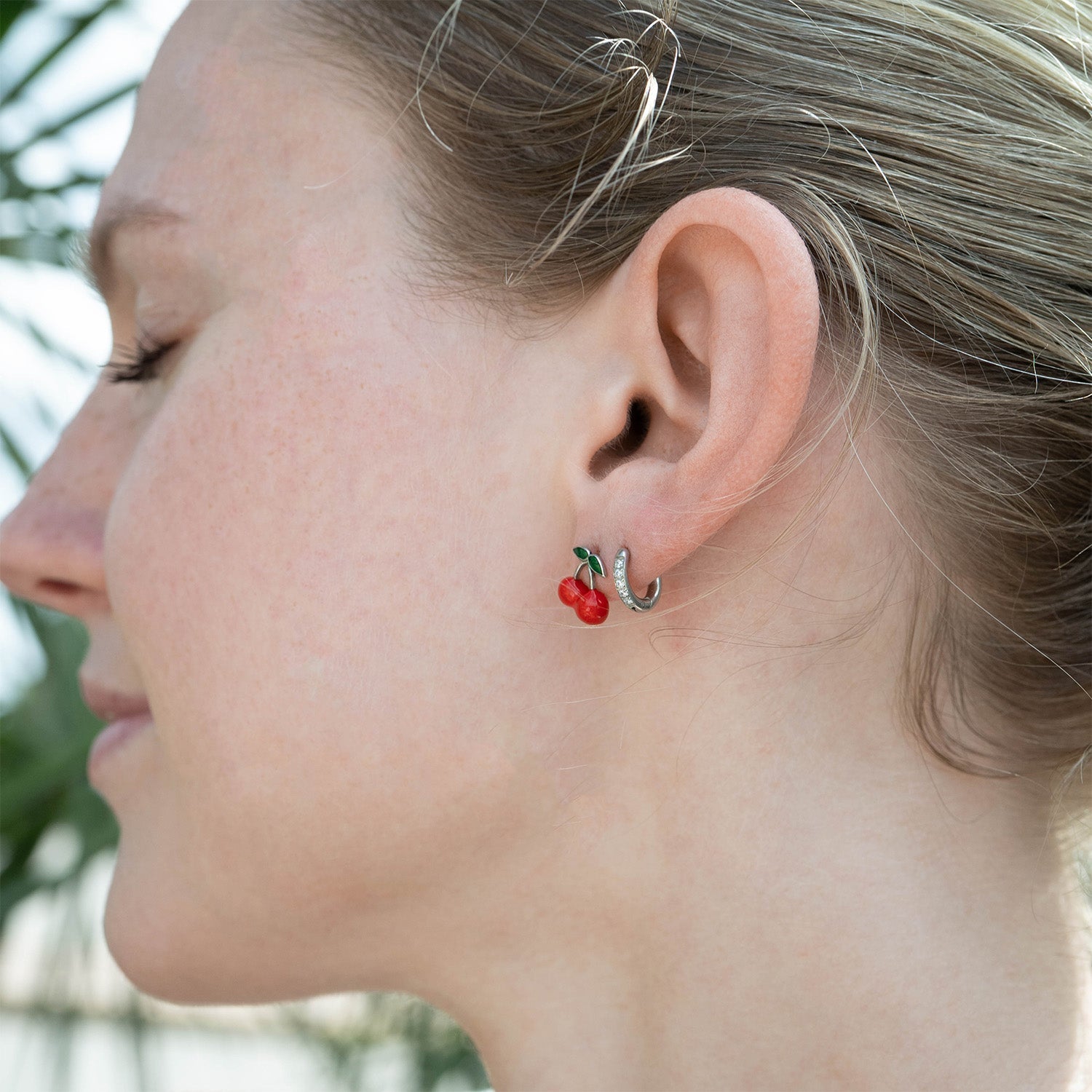 Gold Cherry Earrings – 18K Gold Stud Earrings | Hypoallergenic Stainless Steel Jewelry