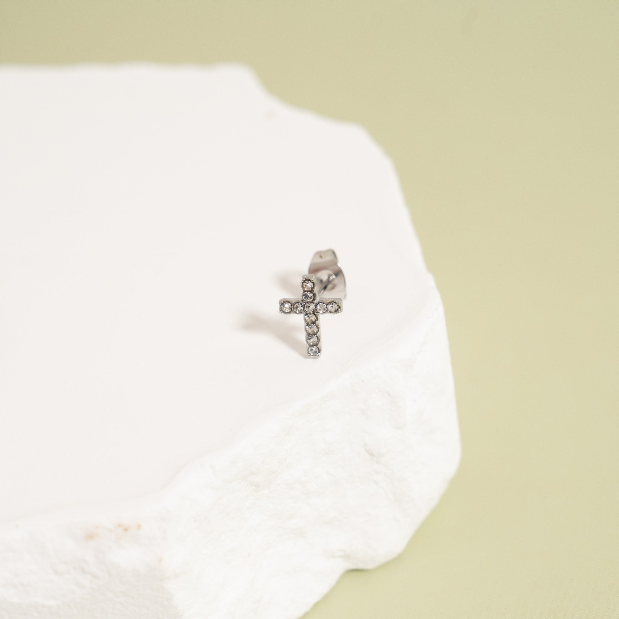 18K Gold Cross Earrings – Hypoallergenic Stainless Steel Stone Studs Jewelry