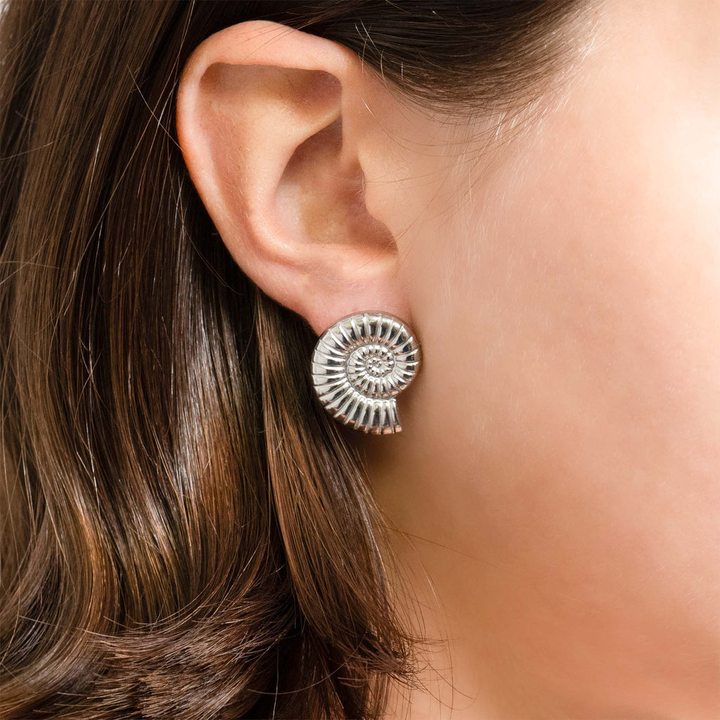 Gold Stud Earrings – Nautilus Shell Hypoallergenic Stainless Steel Studs