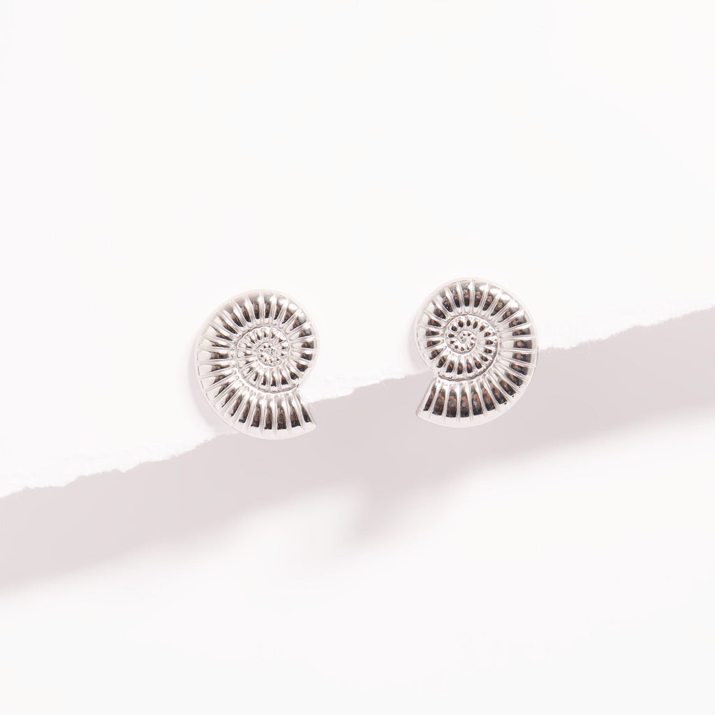 Gold Stud Earrings – Nautilus Shell Hypoallergenic Stainless Steel Studs