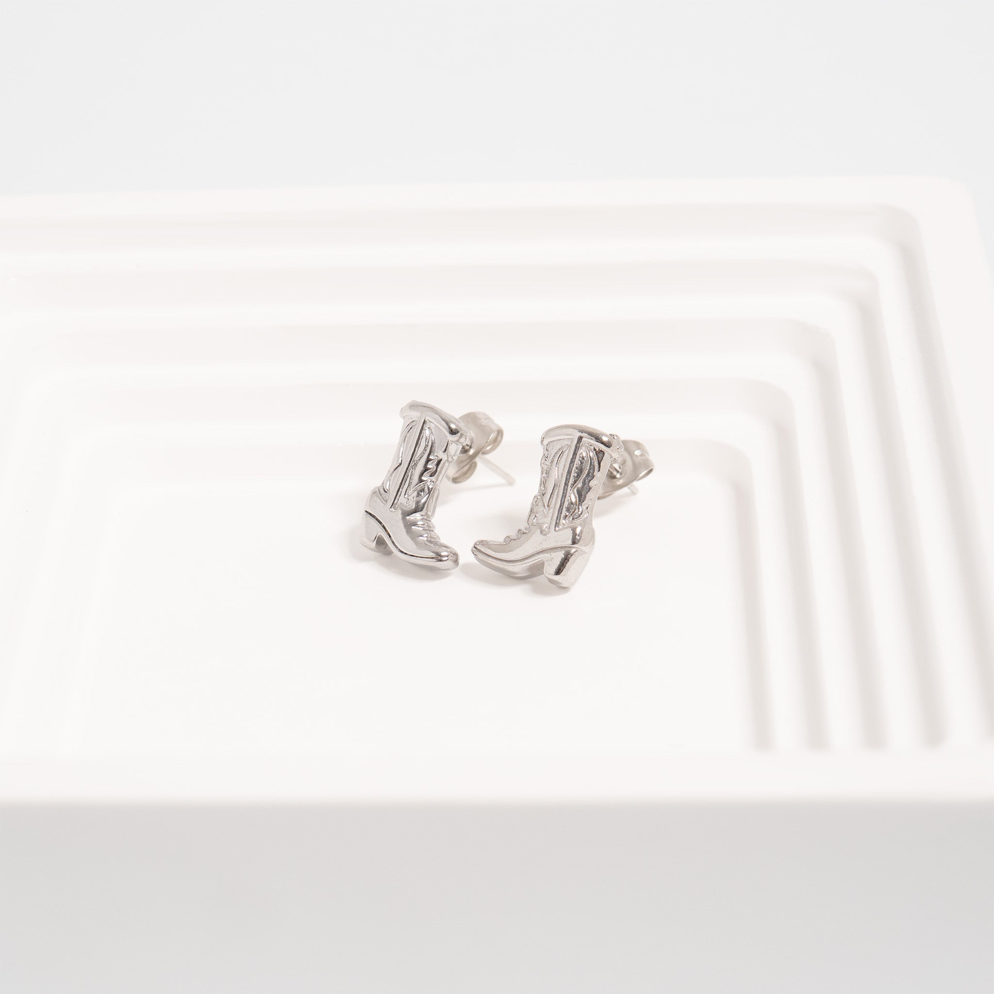 Cowboy Boot Earrings – 18K Gold PVD Coated Stainless Steel Studs | Hypoallergenic Jewelry