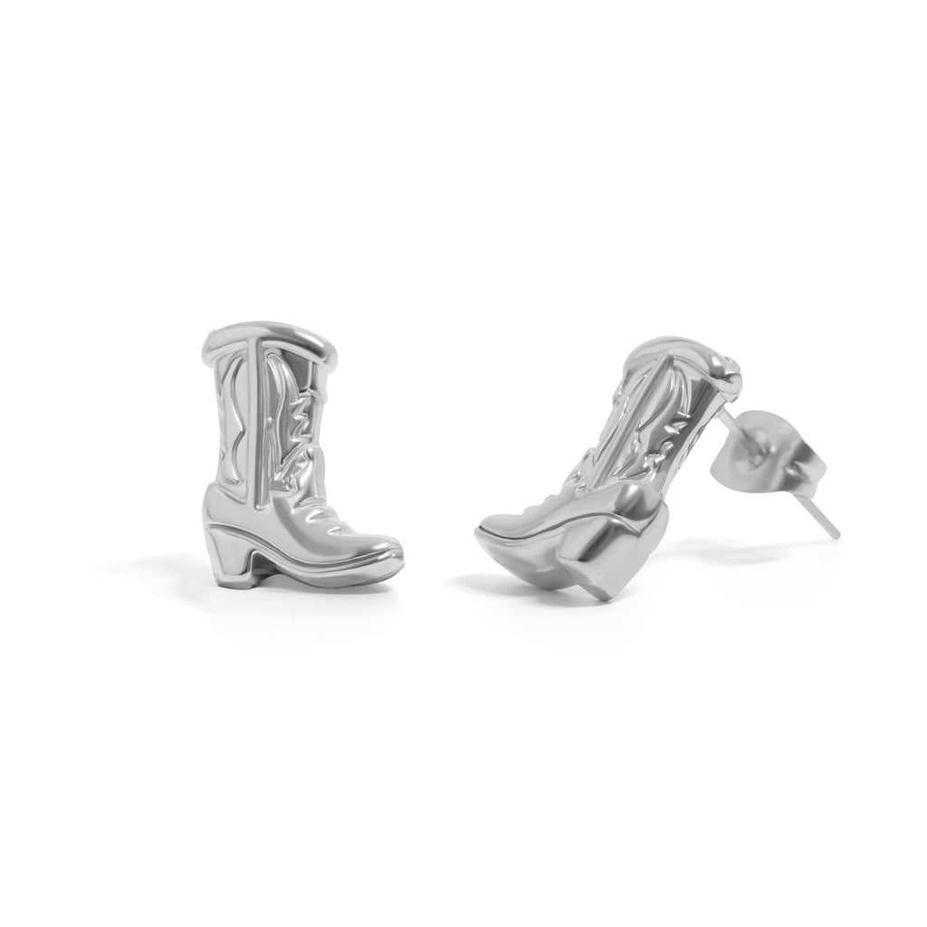 Cowboy Boot Earrings – 18K Gold PVD Coated Stainless Steel Studs | Hypoallergenic Jewelry