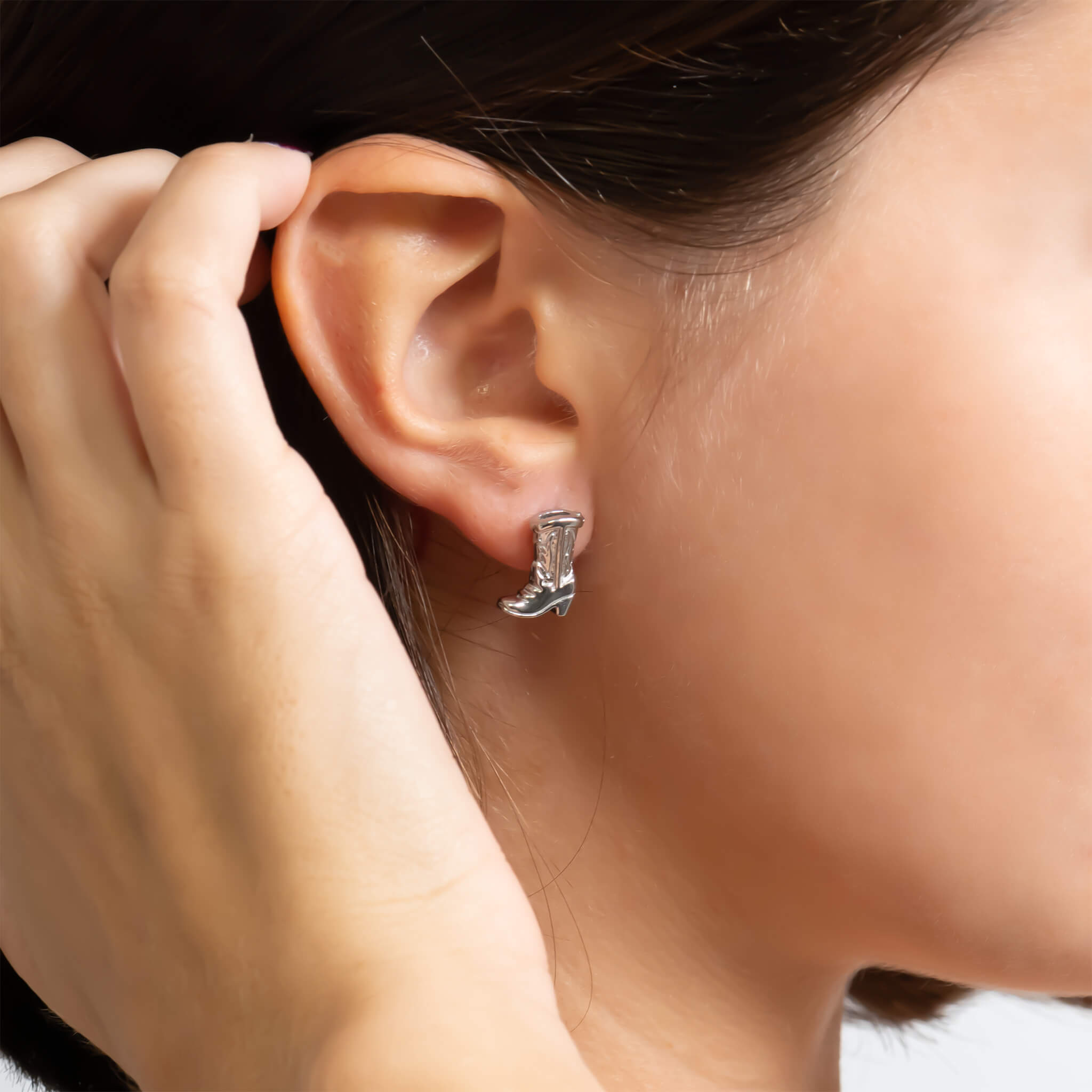 Cowboy Boot Earrings – 18K Gold PVD Coated Stainless Steel Studs | Hypoallergenic Jewelry