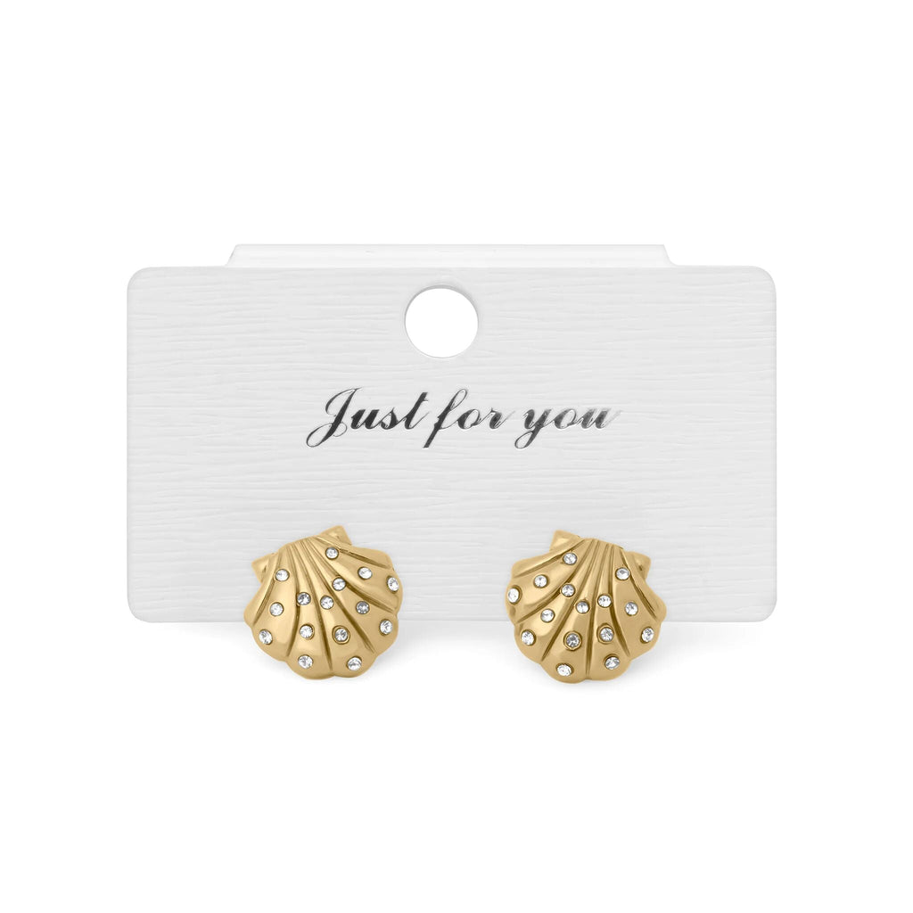 18K Gold Earrings – Hypoallergenic Stainless Steel Studs with Iridescent Shell Inlay