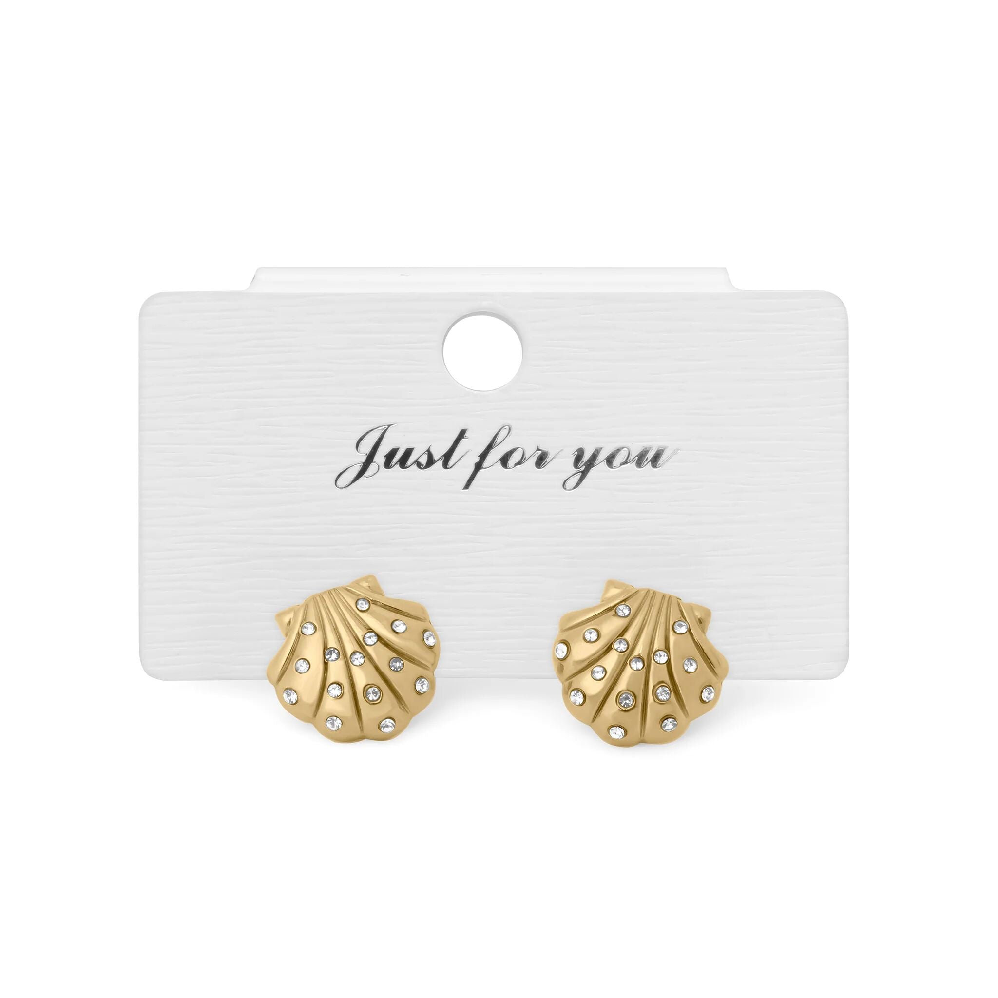 18K Gold Earrings – Hypoallergenic Stainless Steel Studs with Iridescent Shell Inlay