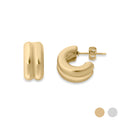 18K Gold PVD Stainless Steel Double Hoop Stud Huggie Earring