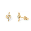 Gold Stud Earrings – 18K Gold Lightning Bolt Petite Stone Studs | Stainless Steel